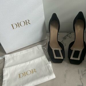 Dior Idylle Heeled Sandals in Black Suede 42 new